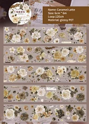 PETテープ - 600cm ヴィンテージフラワースマッジ