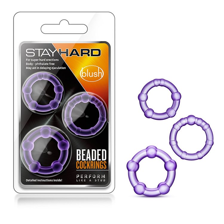  Stay Hard - Super Elastic Erection Enhancing Beaded Cock Rings Set - One Size Fits All 
