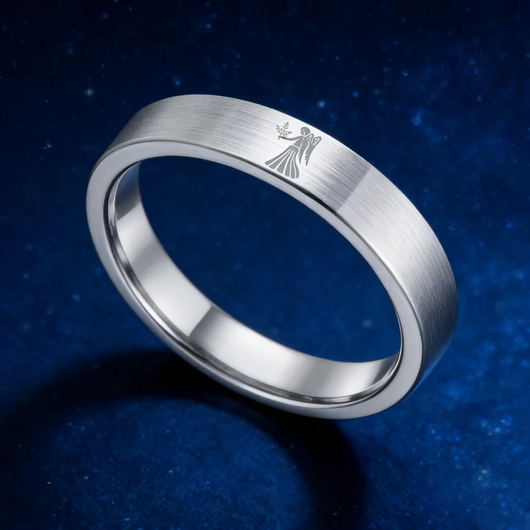 Sliver Tungsten Carbide Rings Flat Virgo Wedding Bands Flat Top Comfort Fit 4MM 6MM 8MM Width