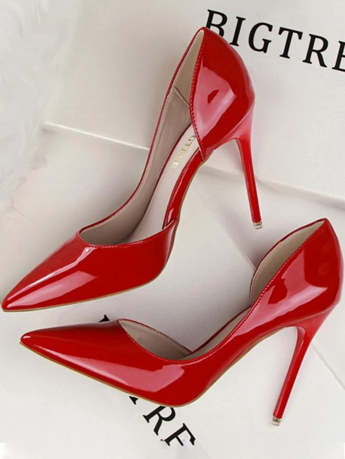 Fashion stiletto high-heeled patent leather shallow pointy sexy high-heeled shoes