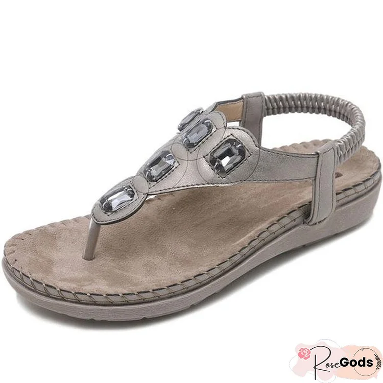 Women Plus Size Crystal Sandal Shoes Summer Footwear Beach Flip Flops Shoes