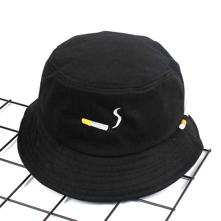 Solid Black Cigarette Embroidery NO CHILL Hip Hop Fishing Cap