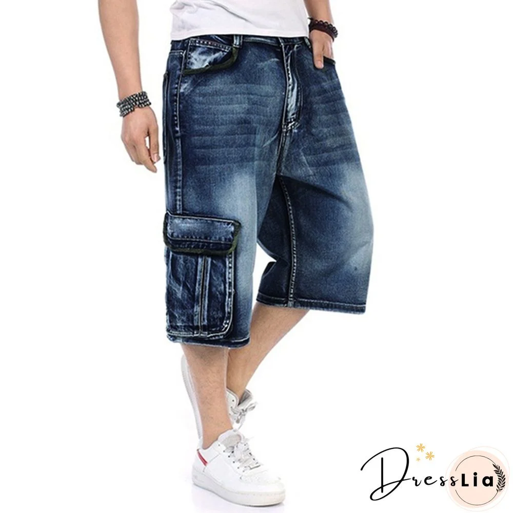 Plus Size S-5XL Men's Fashion Shorts Cargo Jeans Denim Shorts Casual Loose Style Waist Jean Shorts Size