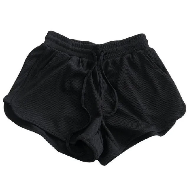 Drawstring Plain Sweat Shorts Waist