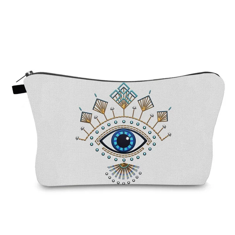 FUDEAM Turkish Blue Evil Eye Portable Women Travel Storage Bag Toiletry Organize Cosmetic Bag Waterproof Female Lucky MakeUp Bag