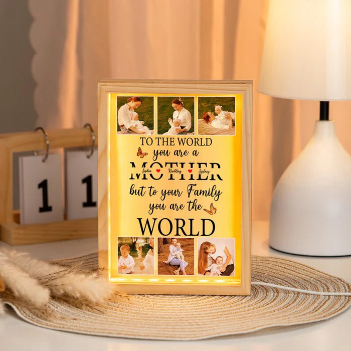 Loveyoufancy Custom TO THE WORLD YOU ARE A MOTHER Photo Luminous Frame Mother's Day Gift