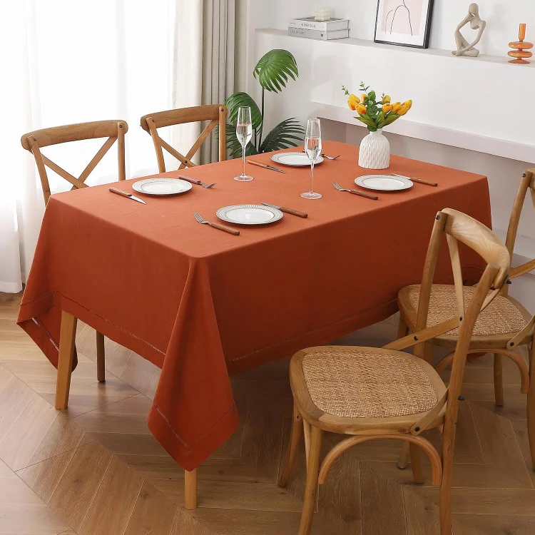 100% French Linen Hemstitch Tablecloth Linen Time®