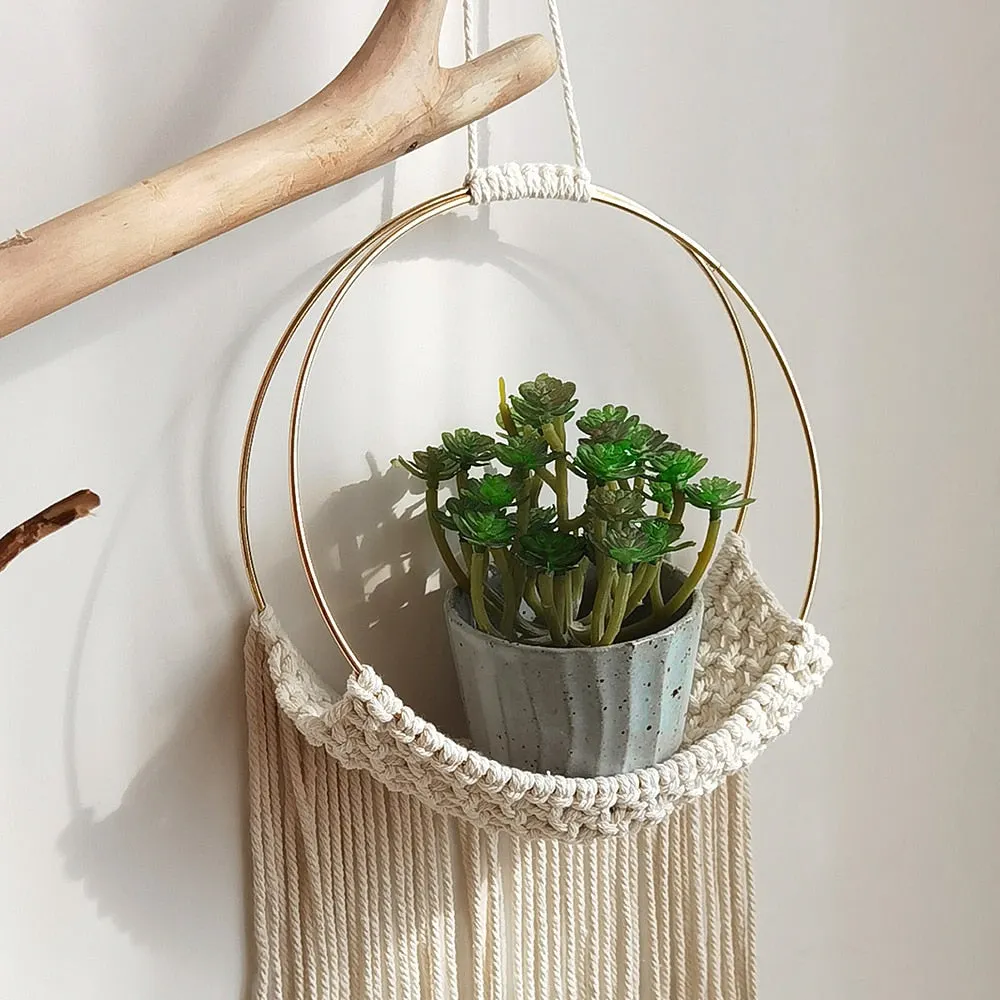Macrame Plant Hanger Handmade Macrame Wall Hanging Boho Home Decor Christmase Decoration Wall Hanging Planter Flower Holder Pot