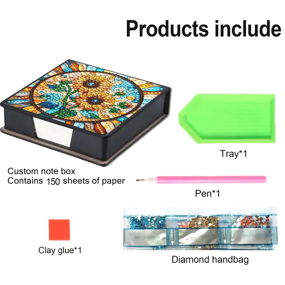 Sunflower PU Diamond Painting Notecard Box Contains 150 Sheets of Paper