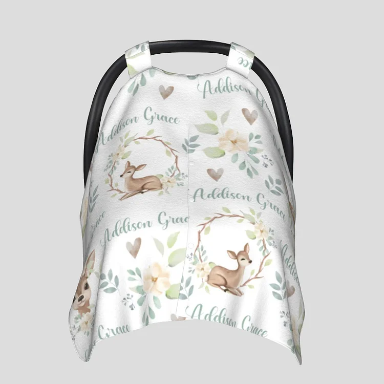 Personalized Baby Deer Car Seat Canopy for Comfort & Unique| C40