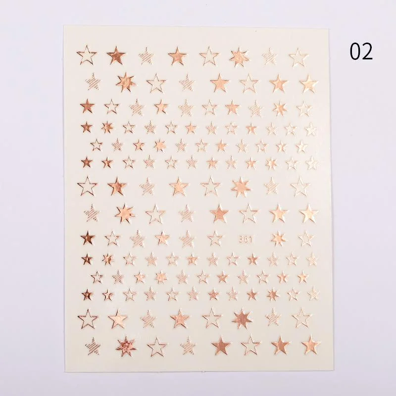 1 Sheet 3D Nail Stars Love Stickers Glitter Shiny Decoration Decal DIY Transfer Adhesive Colorful Nail Tips Tattoo Manicuring