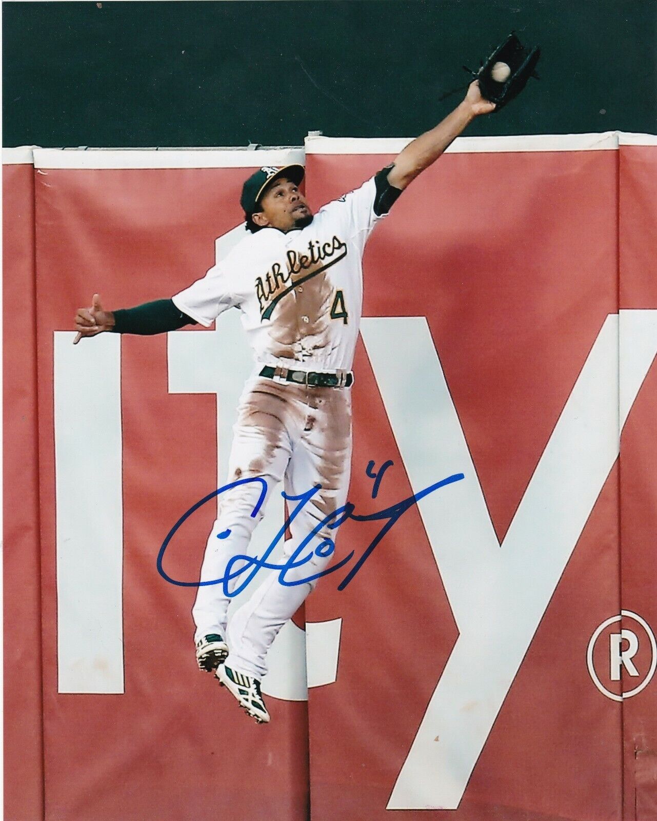 COCO CRISP OAKLAND A'S ACTION SIGNED 8x10