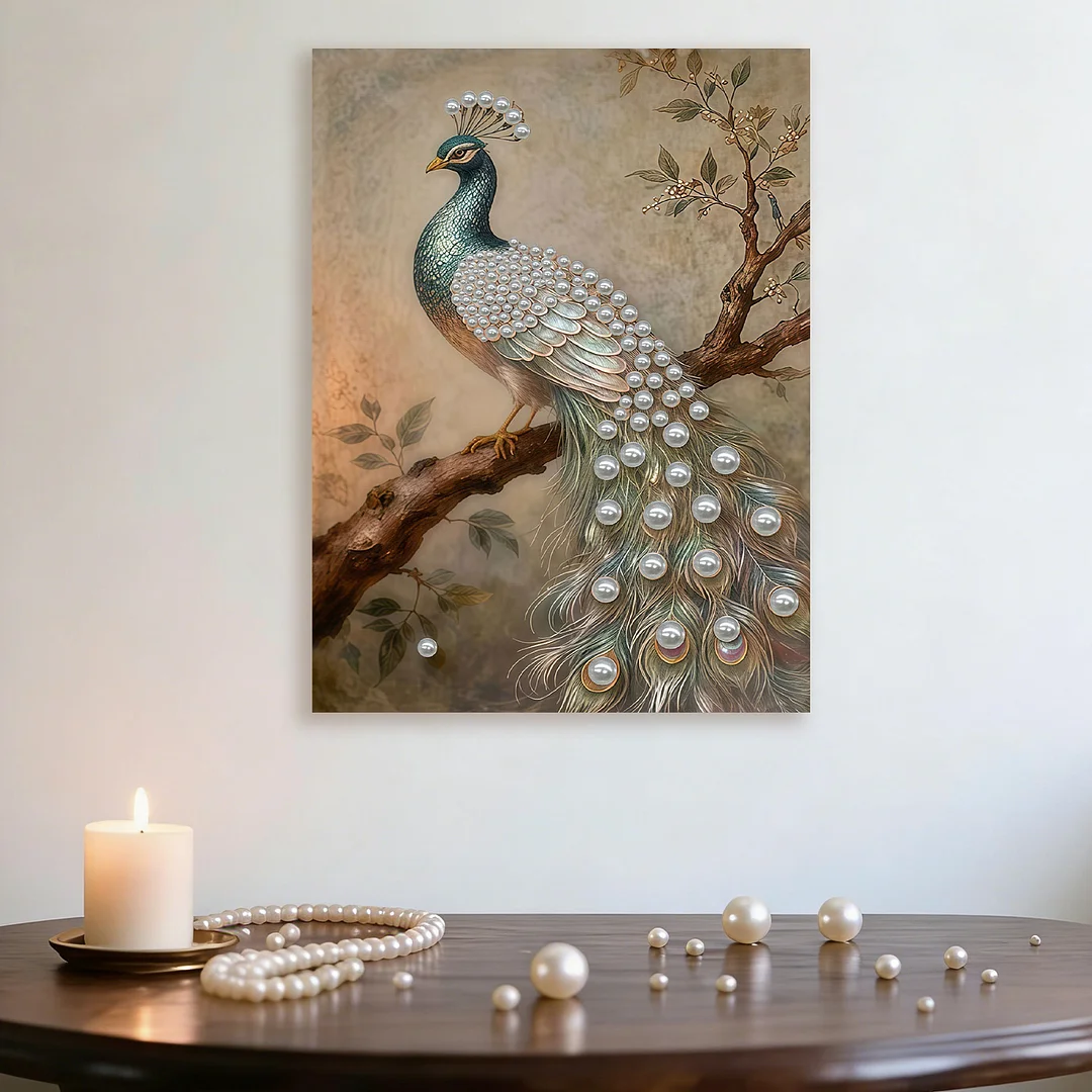 Peacock - DIY Pearl Diamond Art Kit With Frame 30*40cm