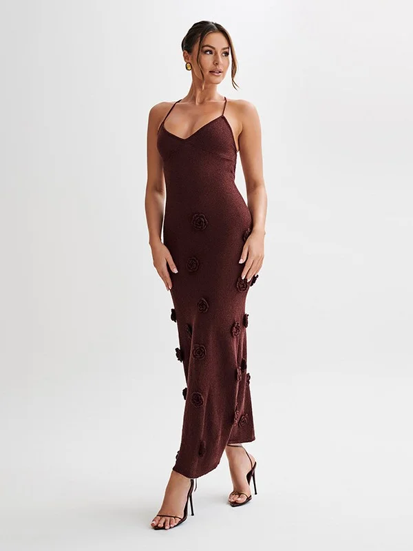 Athvotar Athvotar Beach Hoodie Jersey Knitted Embroidered Sling Skirt Sexy-Back Tying With Ass Long Skirt