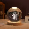 3D Galaxy Crystal Ball Children Night Light with Color LED Light Base Decoration Creative Gift Christmas Birthday Classmate Luminous Crystal Ball