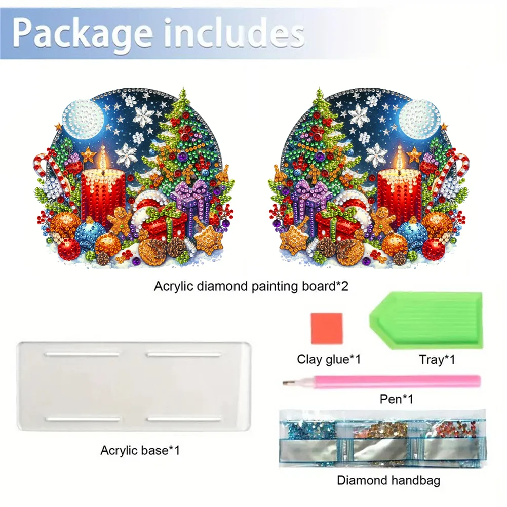 5D DIY Christmas Candle Acrylic Double Sided Diamond Art Paper Towel Storage Rack Decor