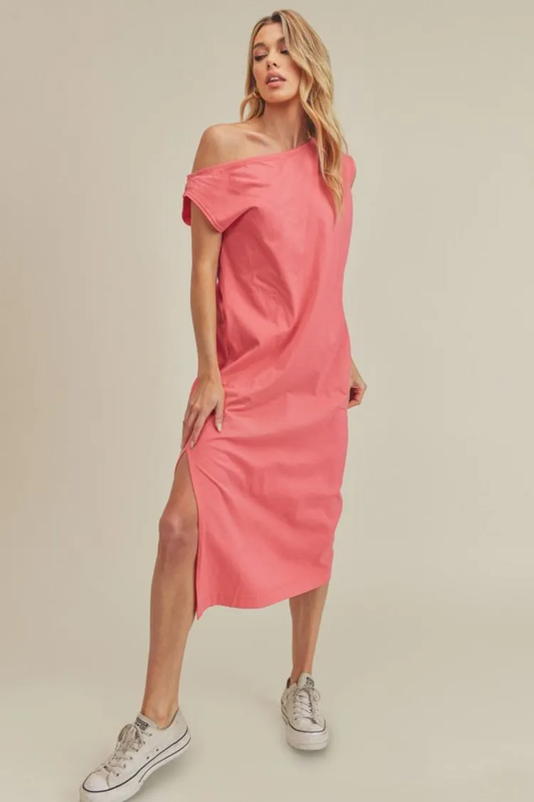 Aemi + Co Side Slit Round Neck Sleeveless Midi Dress