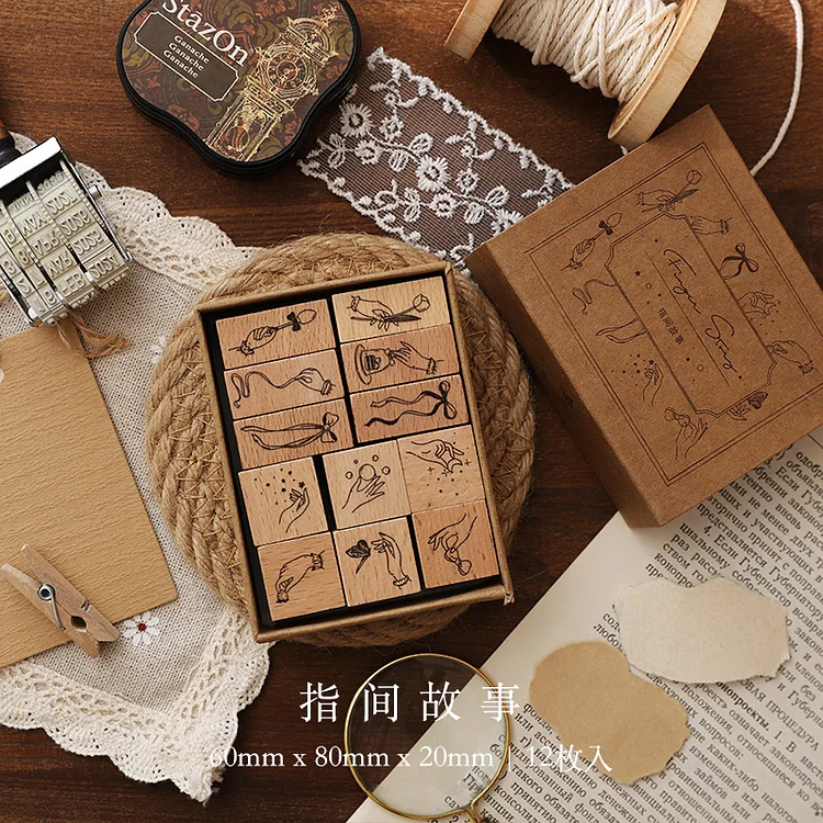 JOURNALSAY Jenny Chinese Character Number Universe Flower Week Wooden Rubber Stamp Scrapbooking Deco DIY