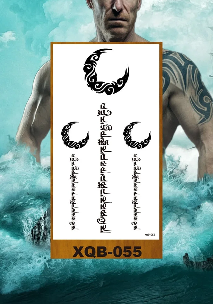 Temporary Tattoo Sticker Man Woman Girl Arm Chest Fake Neck Ankle Tatoo Art Flowers Totem Tatto Sanskrit Lines Geometric Figures