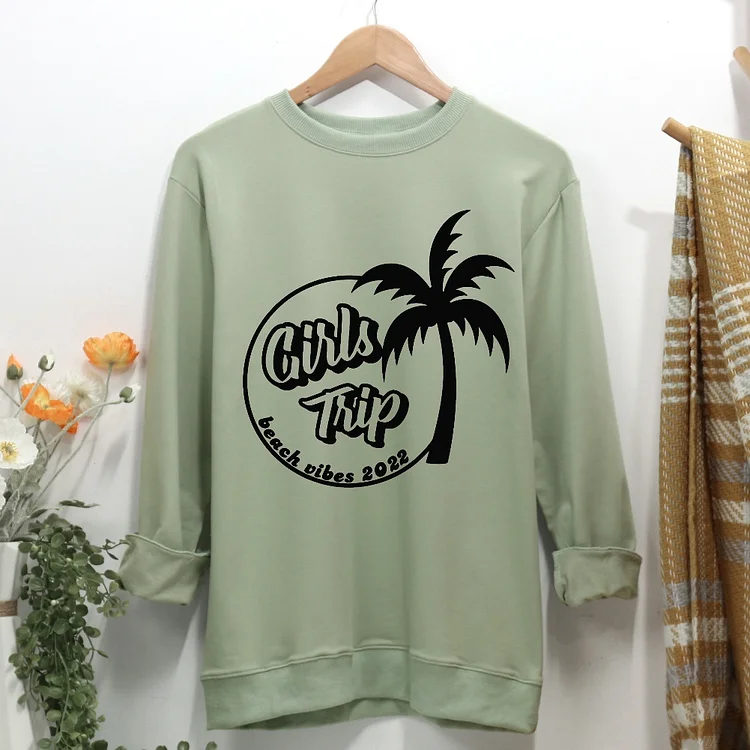 Girl Trip Coconut Tree Women Casual Sweatshirt-Annaletters