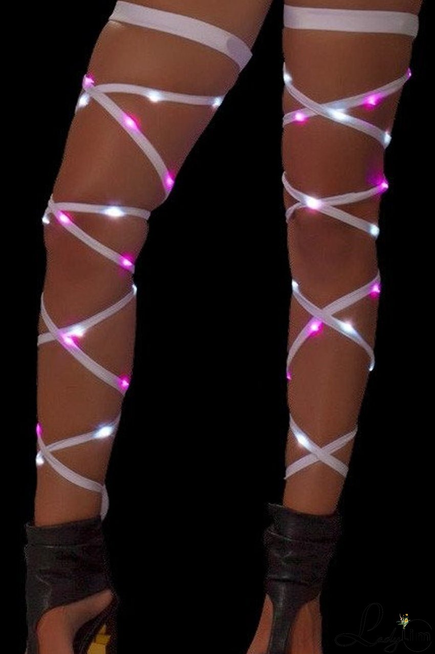 Light Up Leg Wraps - Pink-White