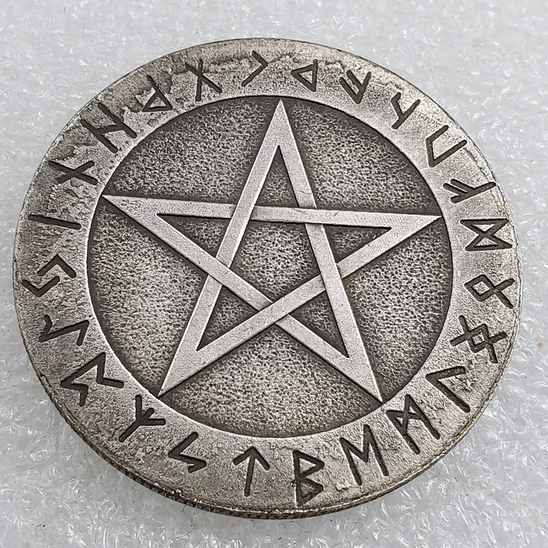challenge coin Stray Coin Five-Pointed Star Brass Old Silver Medal Craft one-Handed Copper Coin Commemorative Coin coin collection