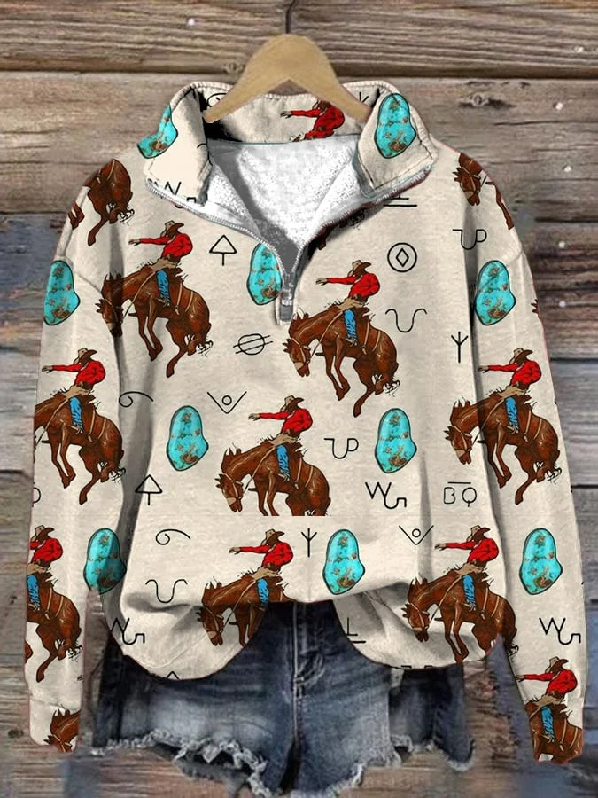 Women's Western Casual Printed Long Sleeve Sweatshirt