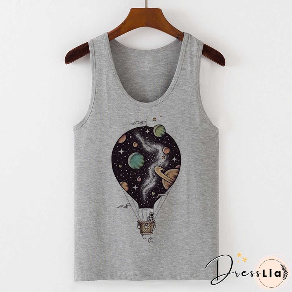 Womens Sexy Vest Tank Tops T-Shirt Summer Camisole Universe Print Fashion Streetwear