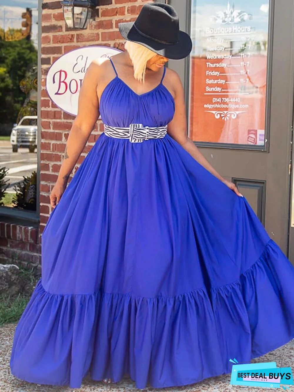 Plus Size Spaghetti Strap Ruffle Beach Maxi Swing Dresses