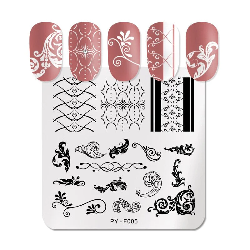 PICT YOU Nail Stamping Plates Round Lace Patterns Stainless Steel Grid Flowers Lace Nail Design Stamp Stencil Nail Image Plate-Nail Inspo