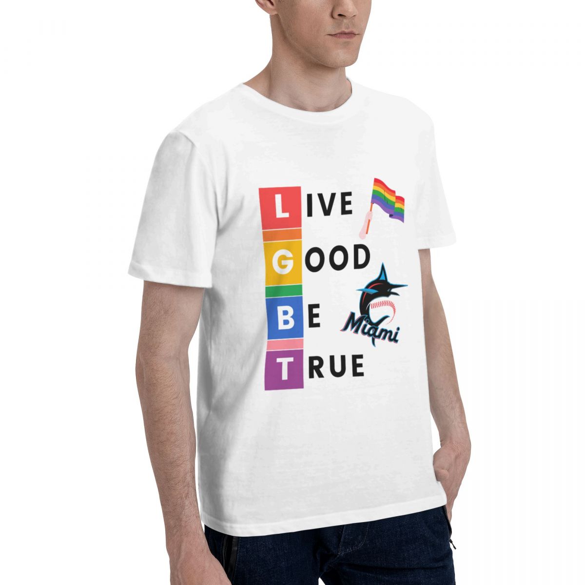 Miami Marlins LGBT Pride Men's Cotton Shirt