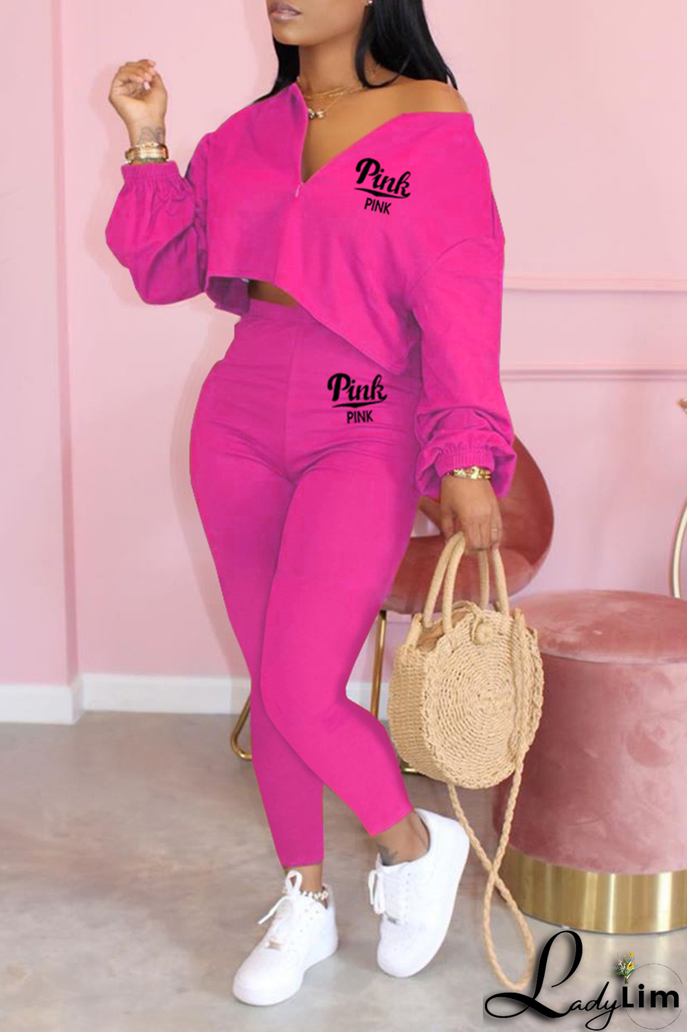 Army Green Fashion Print Patchwork V Neck Long Sleeve Two Pieces