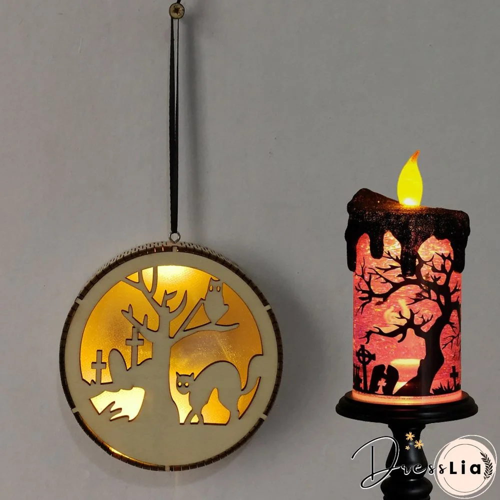 Wooden Halloween Themed 3D LED Lights