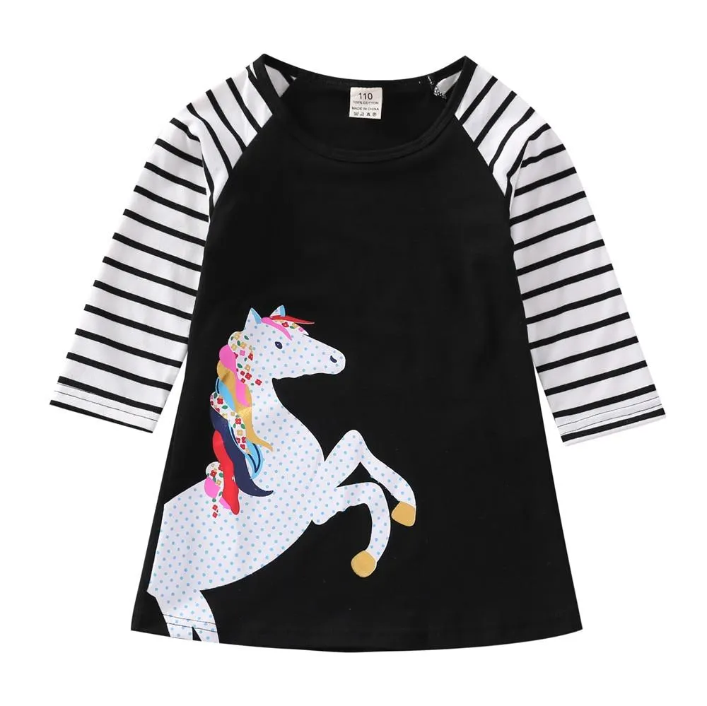 2020 Kids Long Sleeve Dresses Girl Elegant Striped Princess Dress Girls Christmas Dress 2 3 4 5 6 7 Years Children's Clothing