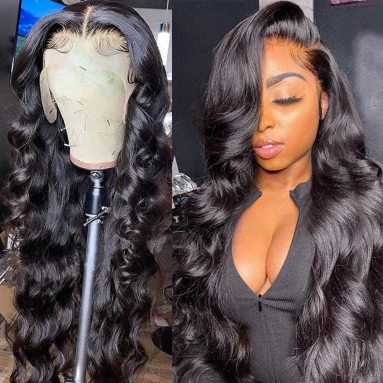 13x6 Body Wave Lace Front Human Hair Wigs For Women Brazilian Pre Plucked Wigs Loose Deep Wave 360 Lace Frontal Wig Glueless