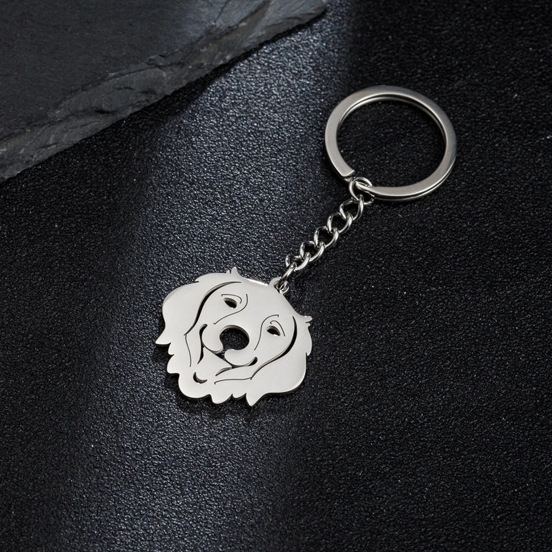 Japanese Style Sweet Artistic Animal Dog Stainless Steel Polishing Bag Pendant Keychain