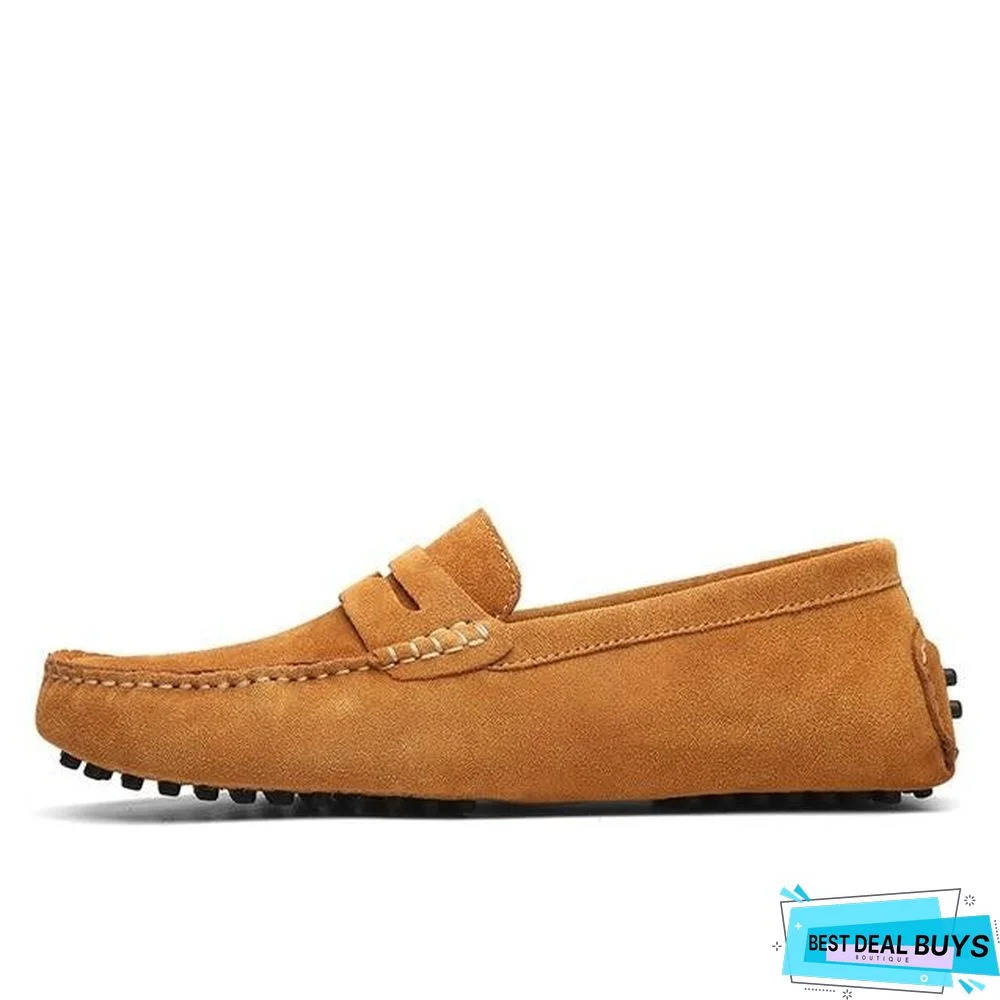 Men's Soft Loafers Moccasins Genuine Leather Flats Driving Shoes