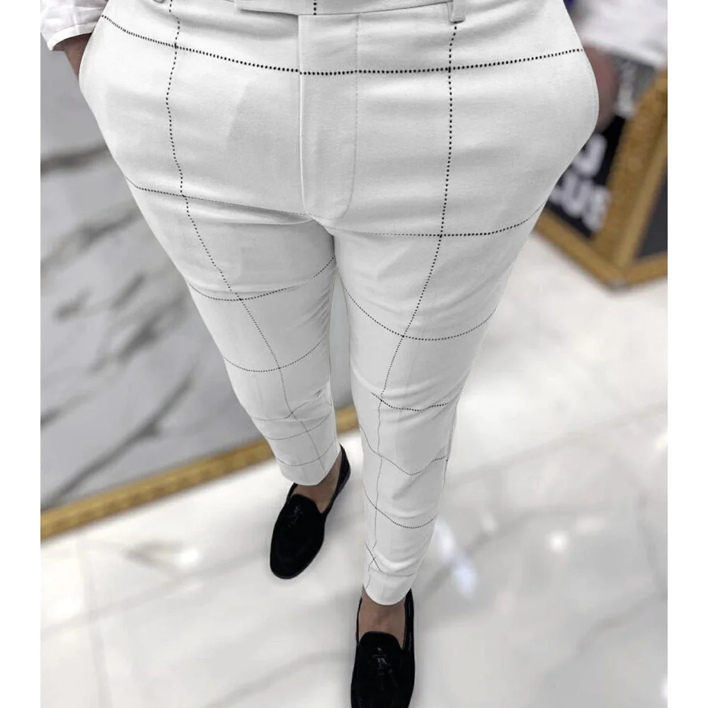 Men's Plaid Striped Business Casual Pants