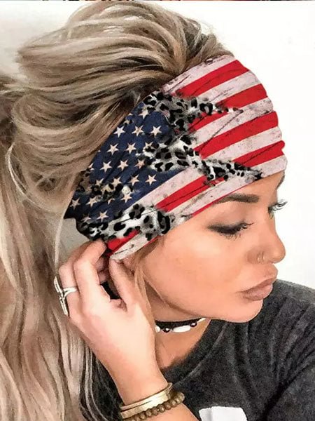 American Flag Leopard Yoga Wide Headband