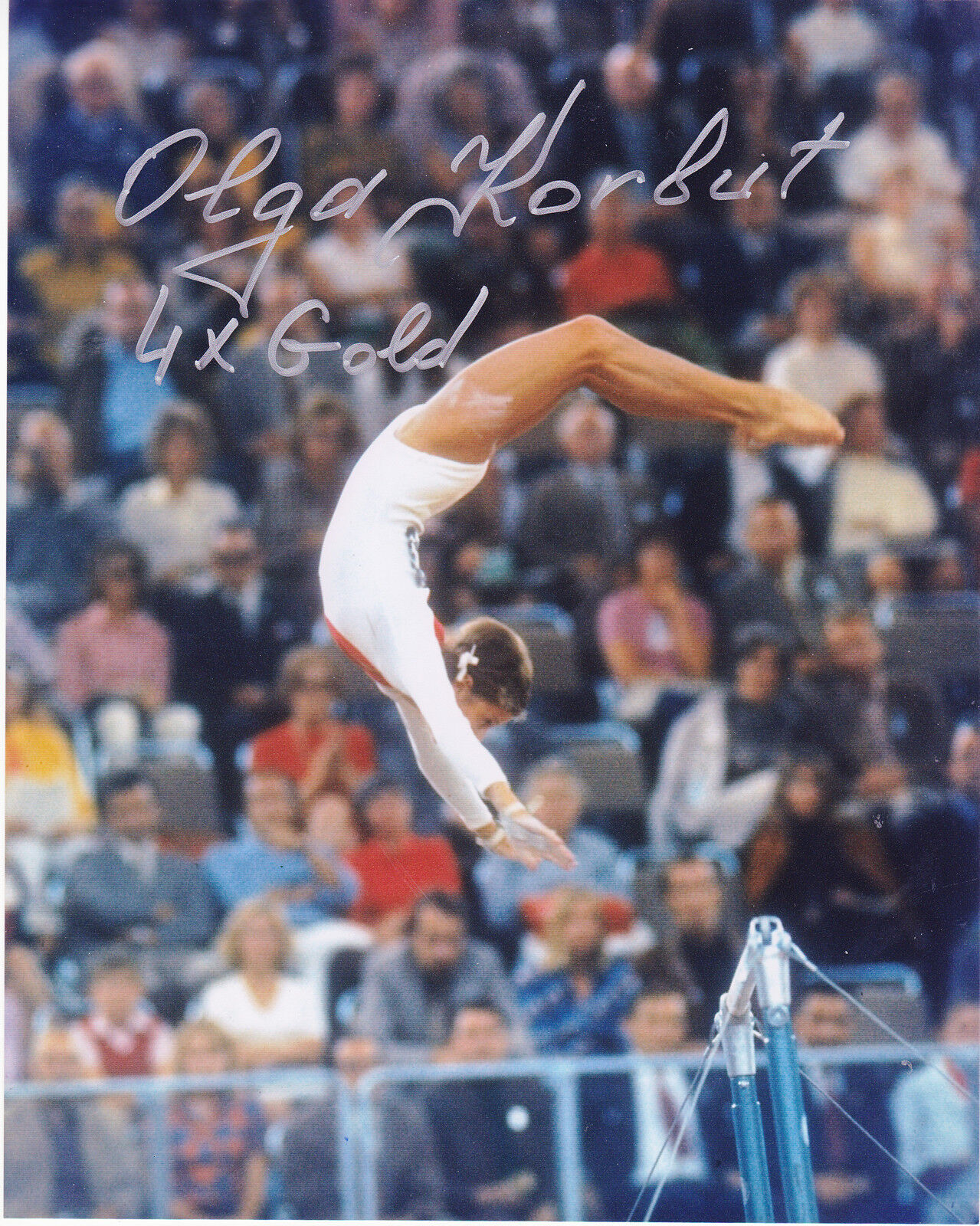 OLGA KORBUT GOLD MEDAL WINNER OLYMPIC GYMNASTICS 4 X GOLD ACTION SIGNED 8x10