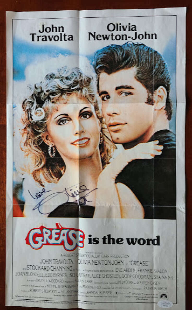 Olivia Newton John JSA Cert Signed 12x17 Grease Movie Poster Autograph