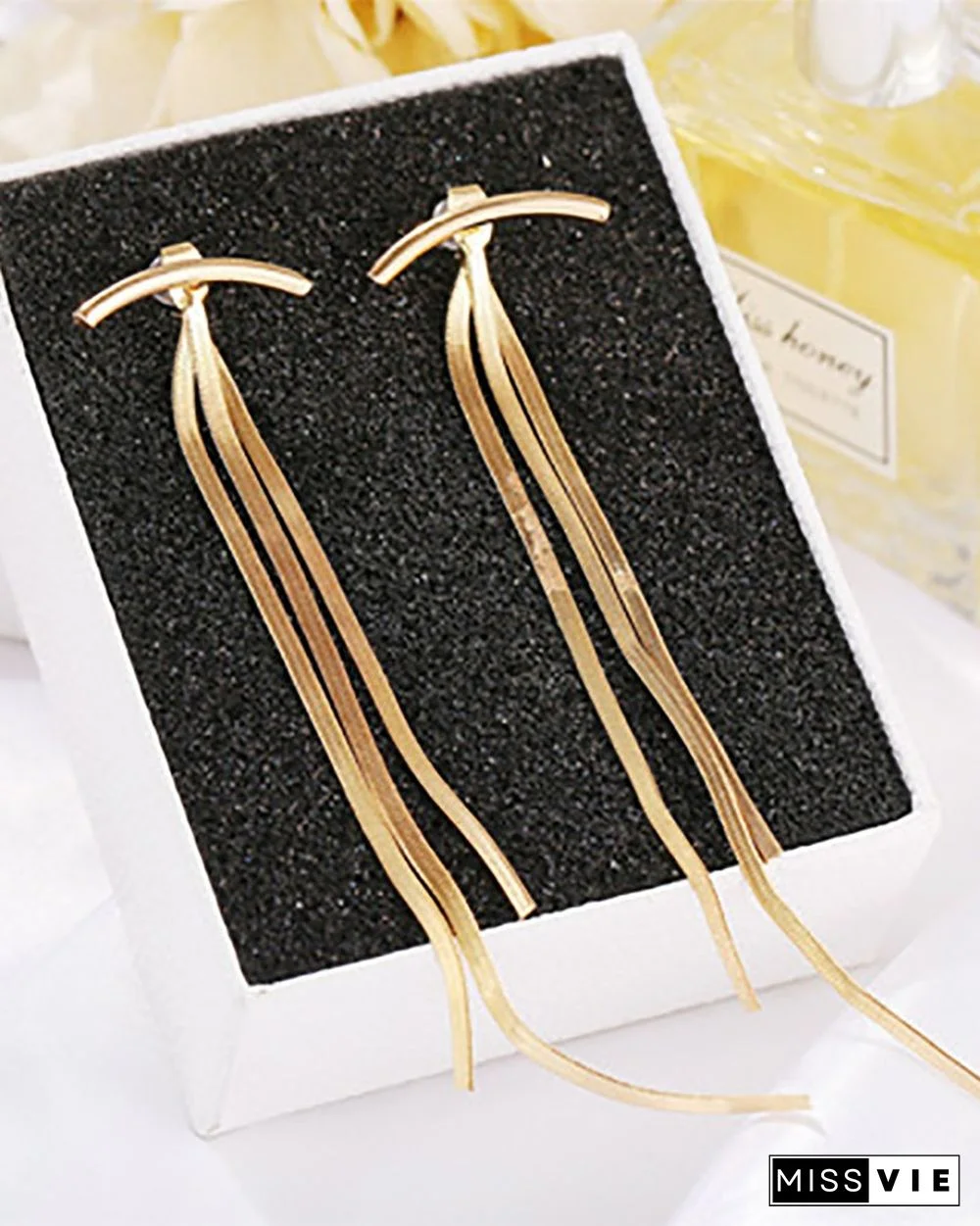 1Pair Minimalism Tassel Design Earrings