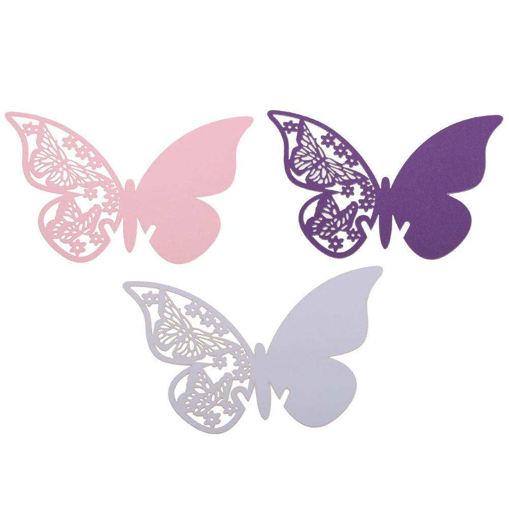 

50 Pcs Butterfly Place Escort Wine Glass Paper Card for Wedding Party Bar, White, 501 Original