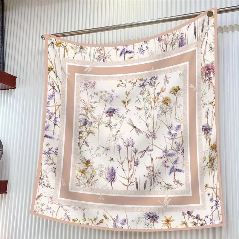 90cm * 90cm Hangzhou High Quality Twill Forged Large Square Scarf Fashion Printed Scarf Sunscreen Shawl Scarf