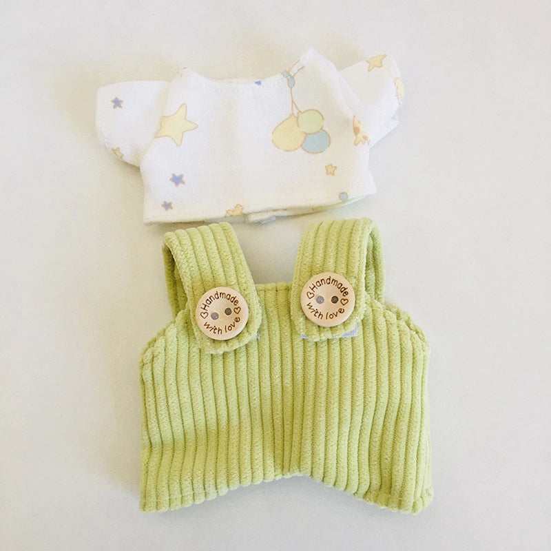 17cm Vinyl Plush Doll Clothes Pull Cloth Pendant T-shirt Button Suspender Pants Clothing Accessories Blind Box Doll Clothes