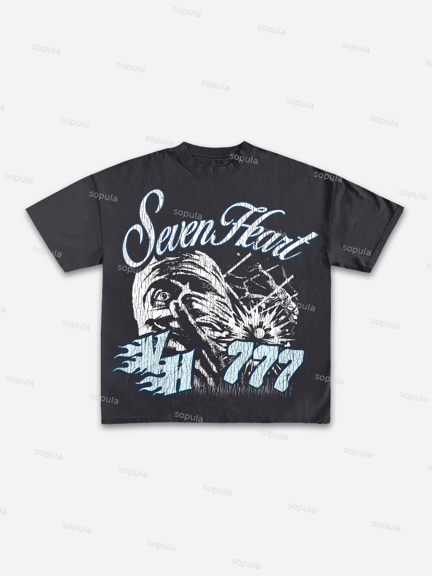 Mummy Seven Heart Graphic Print Cotton T-shirt