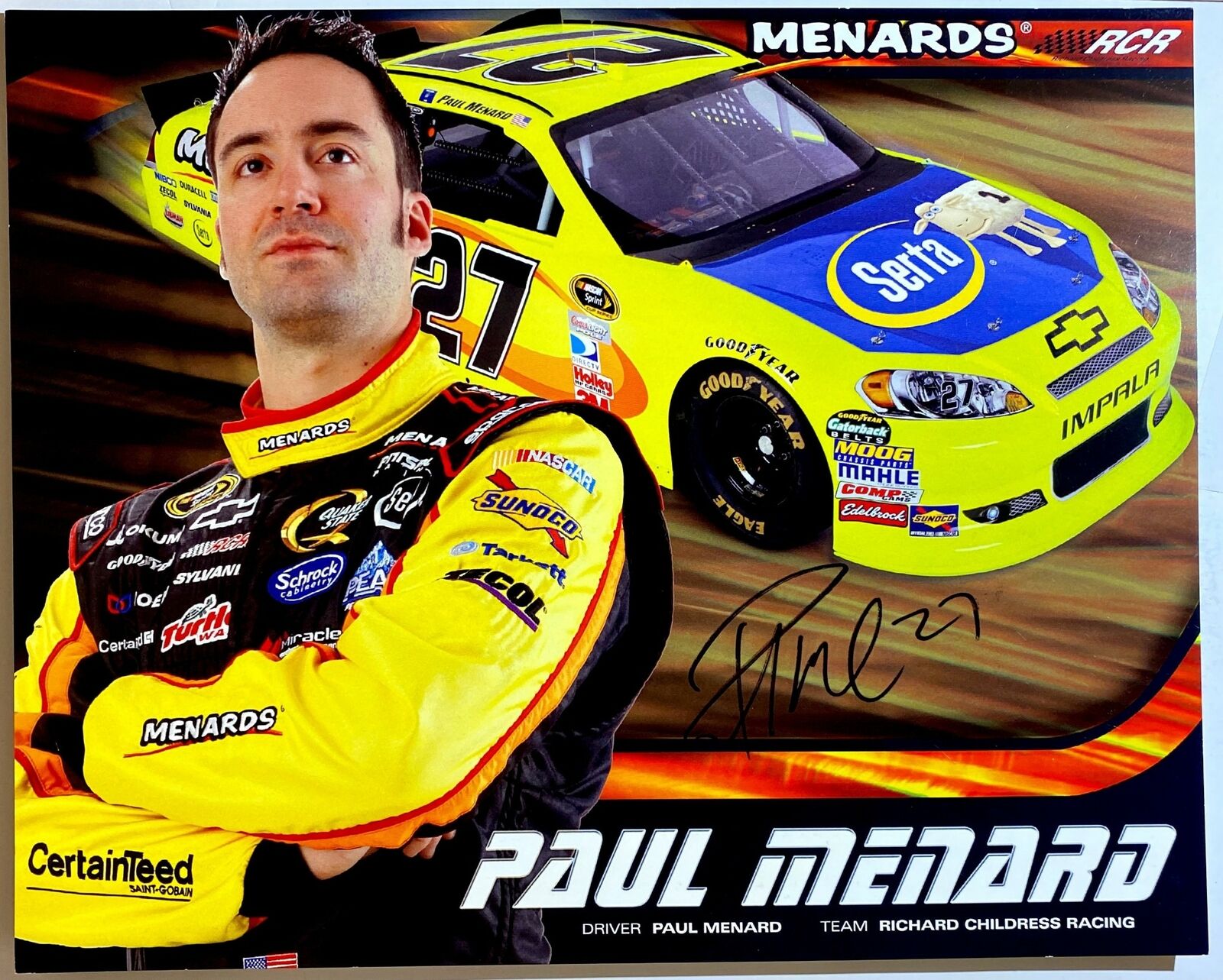 Paul Menard Signed 8x10 Photo Poster painting NASCAR Stock Car Racing Truck Series Autograph