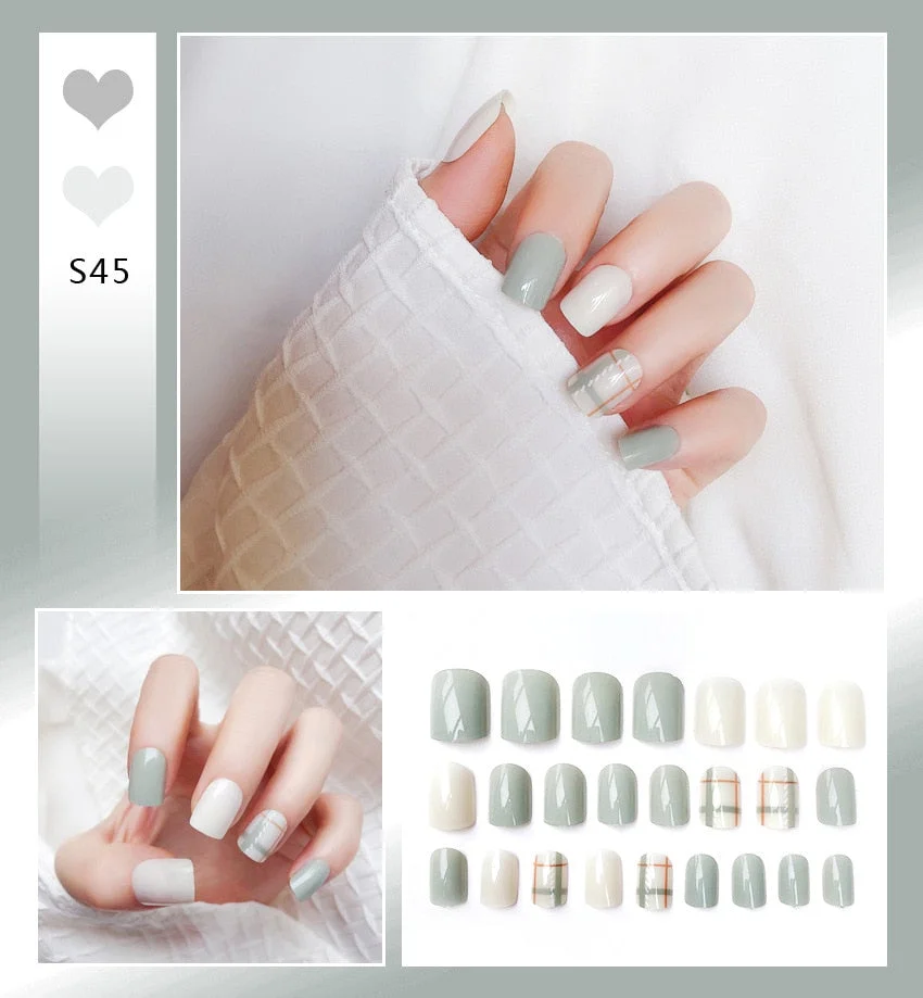 Nail Art Fake Nails Short Tips Press on With Glue Coffin Stick Clear False Display Designs Set Full Cover Artificial Square Kiss-Nail Inspo