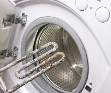 Scaled washing machine heating element