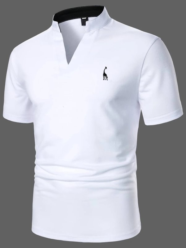 Men's solid color casual short-sleeved polo shirt